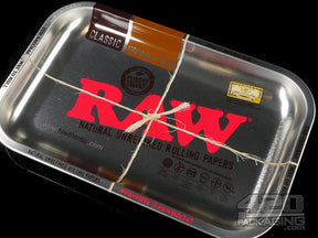 RAW Small Silver Metal Rolling Tray 1/Box - 3