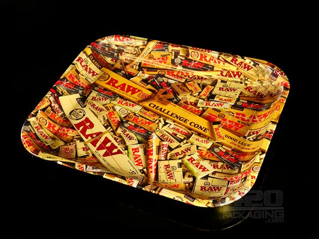 RAW Collage Design Large Metal Rolling Tray 1/Box - 1