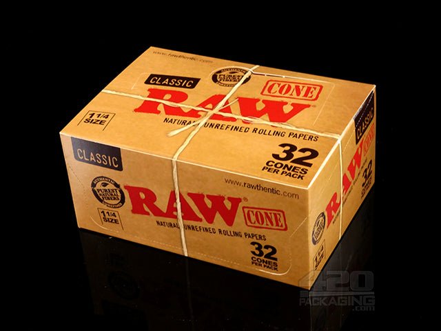 RAW 1 1-4 Size Pre Rolled Cones 12 Pack Display Case (32 Cones Per Pack | 384 Total Cones) - 2
