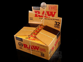 RAW 1 1-4 Size Pre Rolled Cones 12 Pack Display Case (32 Cones Per Pack | 384 Total Cones) - 1