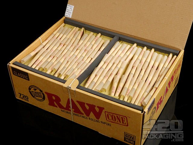 RAW 70mm Pre Rolled Paper Cones (45mm Filter) 720/Box - 3