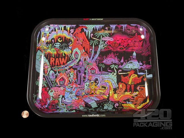 RAW X Ghost Shrimp 2 Design Large Metal Rolling Tray 1/Box - 2
