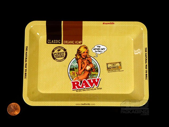 RAW Girl Mini Metal Rolling Tray 1/Box - 2