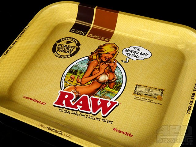 RAW Girl Large Metal Rolling Tray 1/Box - 3