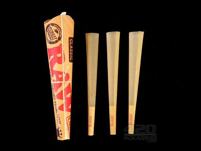 RAW King Size Pre/Rolled Cones 3-Packs (32 Packs Per Case) - 3