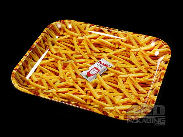RAW French Fries Large Metal Rolling Tray 1/Box - 1