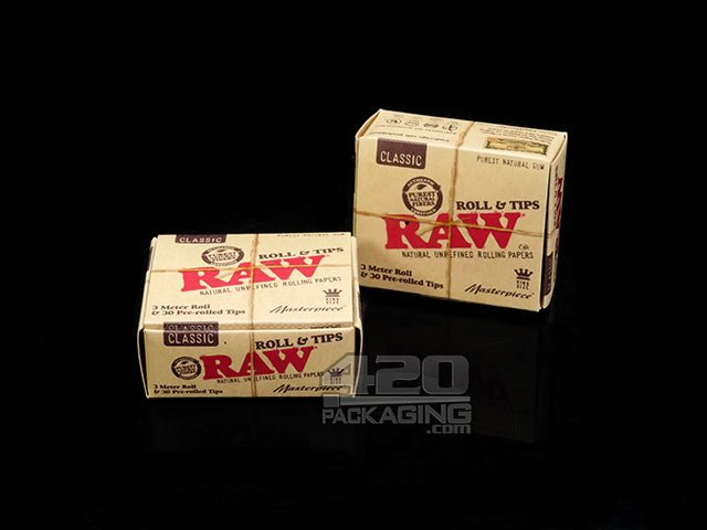 RAW Classic Masterpiece King Size Rolls & Tips 12/Box - 2