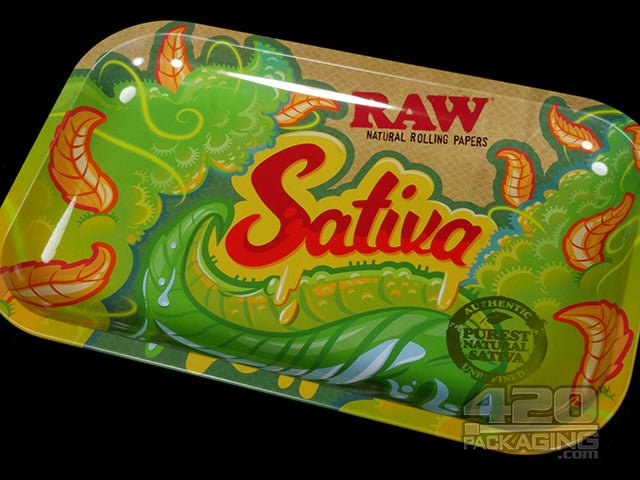 RAW Strains Sativa Small Metal Rolling Tray - 3