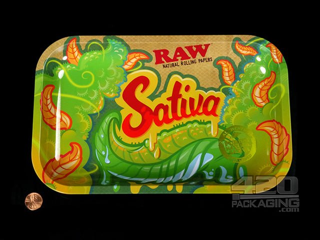 RAW Strains Sativa Small Metal Rolling Tray - 2