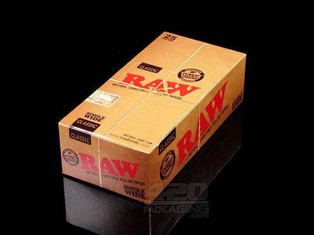 RAW Single Wide Classic Rolling Papers 25/Box - 2