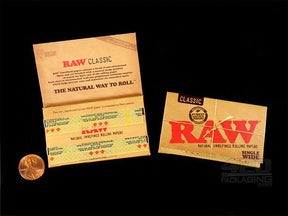 RAW Single Wide Classic Rolling Papers 25/Box - 3