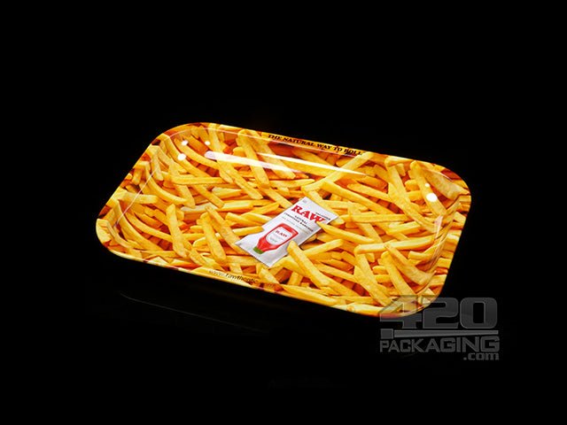 RAW French Fries Small Metal Rolling Tray 1/Box - 1