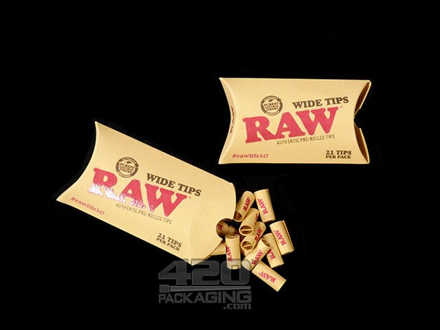 RAW Rolling Paper Wide Herbal Pre Rolled Tips 20/Box - 2