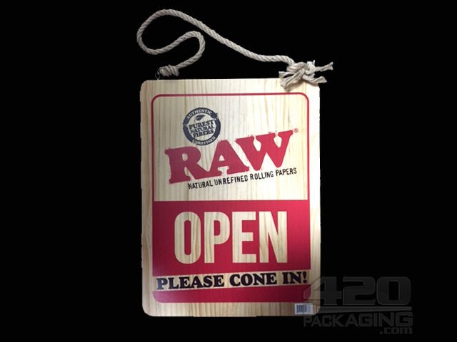 RAW Wood Hanging Open-Closed Sign - 1