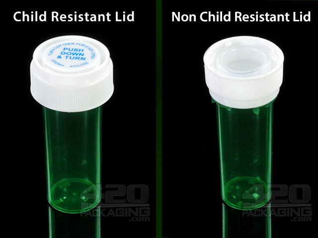 RC-08 Child Resistant Reversible Cap Vial (1 Gram) 410-Box TGRN (Transparent Green) - 3
