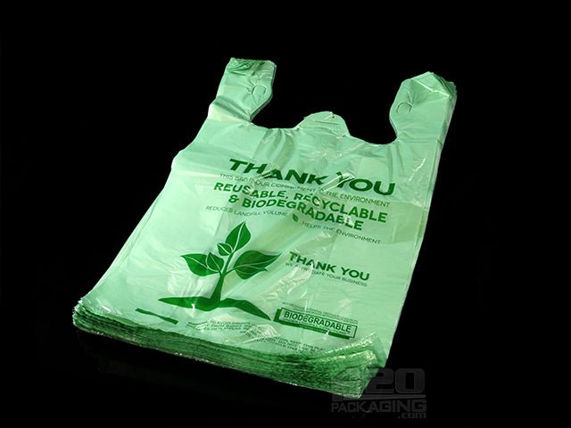 1-6 Size Green Plastic T-Shirt Bag 500/Box - 1