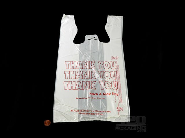 1-8 Size White "Thank You" T-Shirt Bag 1500/Box - 2
