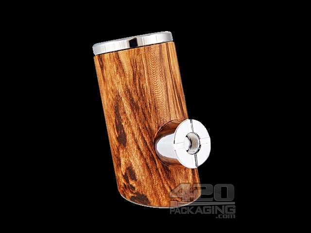 "Old Man's Pipe" Shaped Heavy Vertical Vape Cartridge Battery - Oak Wood - 1