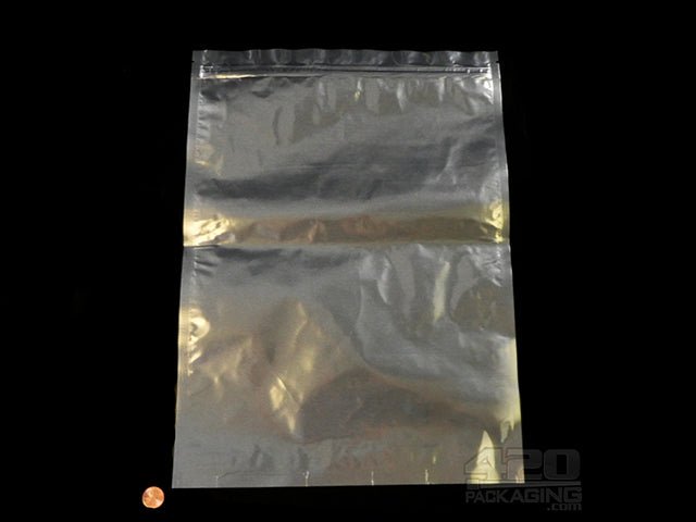 12"x16" Silver Smelly Proof XL Plastic Zip Bags 10/Box - 2