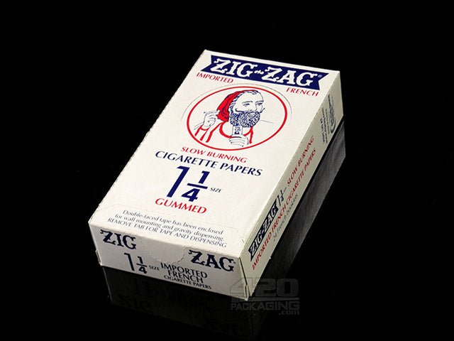 Zig Zag 1 1-4 Size Gummed Rolling Papers 24/Box - 2