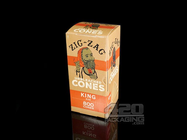 Zig-Zag King Size Pre Rolled Unbleached Paper Cones 800/Box - 1