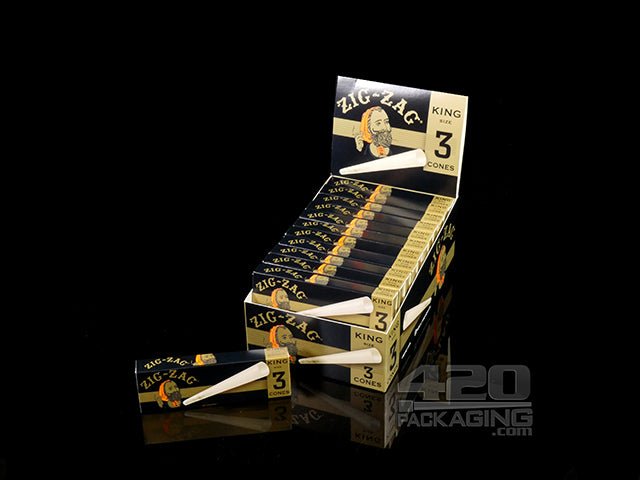 Zig-Zag King Size Pre Rolled Paper Cones 24 Pack Carton (3 Cones Per Pack) - 1