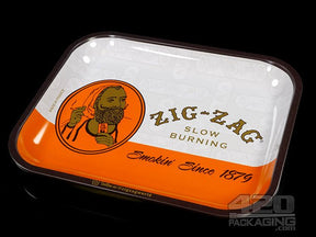 Zig-Zag Large Orange Metal Rolling Tray - 1