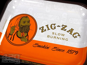 Zig-Zag Large Orange Metal Rolling Tray - 3