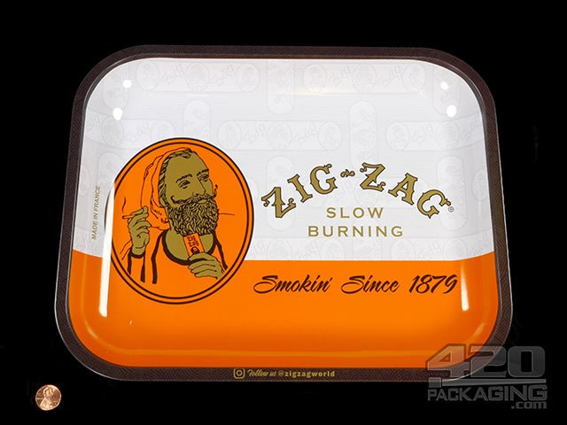 Zig-Zag Large Orange Metal Rolling Tray - 2