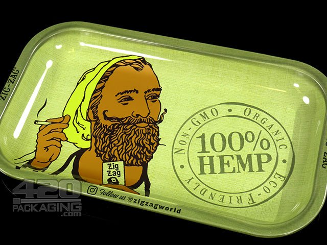 Zig-Zag Small Hemp Metal Rolling Tray - 3
