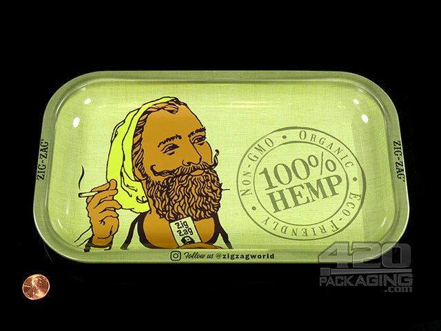 Zig-Zag Small Hemp Metal Rolling Tray - 2