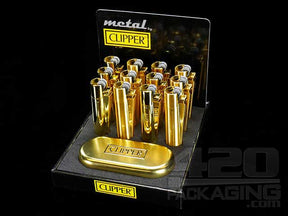 Gold Metal Clipper Lighters 12/Box - 2
