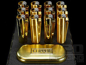 Gold Metal Clipper Lighters 12/Box - 3