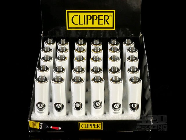 Metal Clipper Lighters 8 Ball Design 30/Box - 3