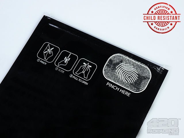 5 x 8.5 Inch Black Pinch N Slide ASTM Child Resistant Exit Bags 100/Box - 2