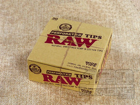 RAW Natural Hemp & Cotton Perforated Rolling Tips 50/Box - 2
