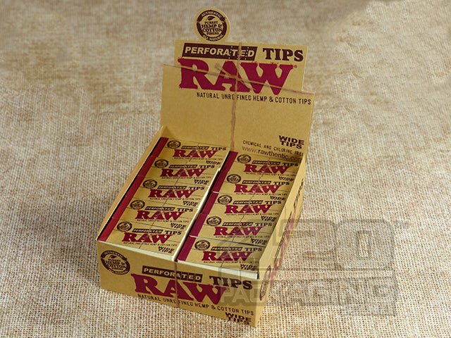 RAW Natural Hemp & Cotton Perforated Rolling Tips 50/Box - 1