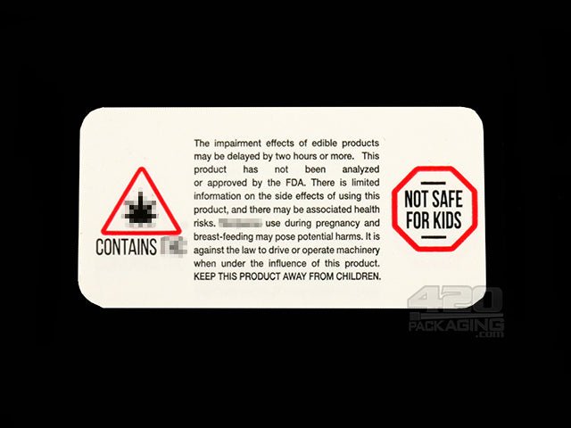 Massachusetts Edibles Contains THC - Not Safe For Kids Warning Labels 1000/Roll - 1