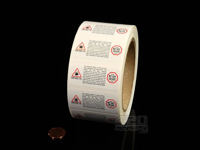 Massachusetts Edibles Contains THC - Not Safe For Kids Warning Labels 1000/Roll - 2