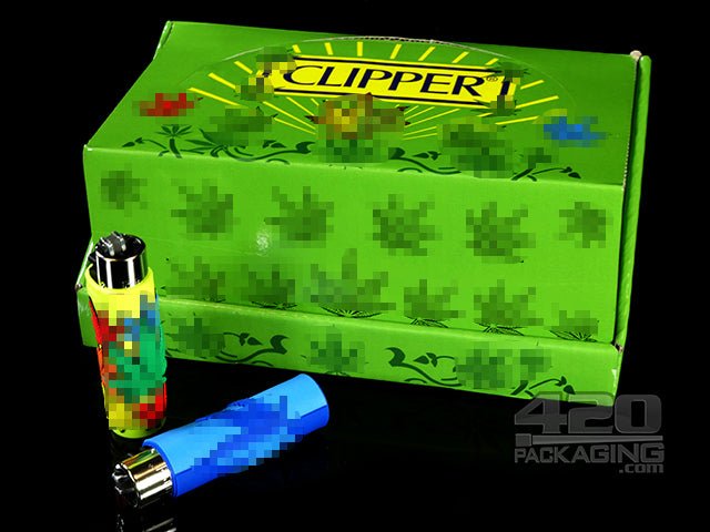 Hippie Design Clipper Lighter With Silicone POP Cover 24/Box - 4