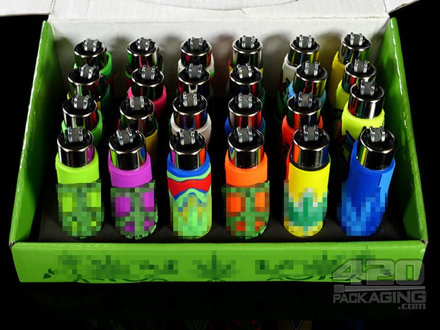 Hippie Design Clipper Lighter With Silicone POP Cover 24/Box - 3