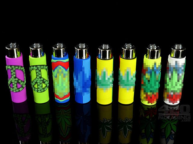 Hippie Design Clipper Lighter With Silicone POP Cover 24/Box - 1