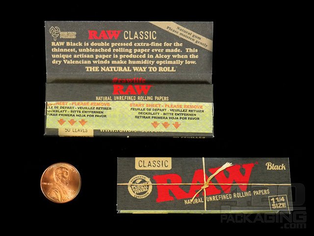 RAW Black Rolling Papers 1 1-4 Size 24/Box - 3