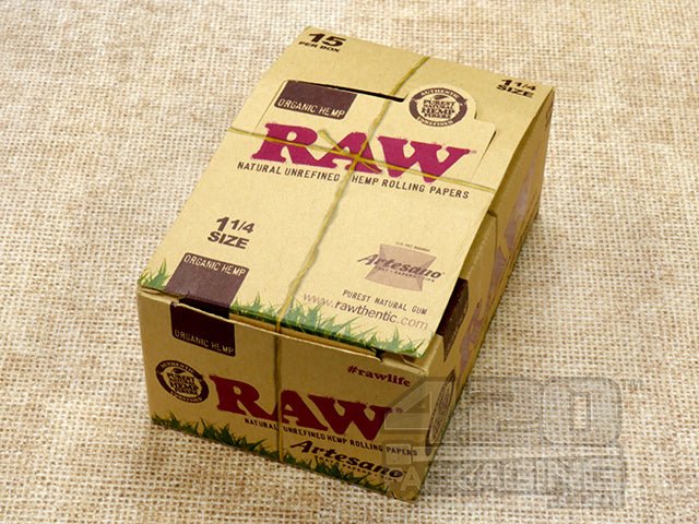 Raw Rolling Papers Organic Hemp 1 1-4 size Artesano 1 Display Box (15 packets) - 2