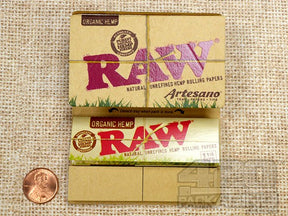Raw Rolling Papers Organic Hemp 1 1-4 size Artesano 1 Display Box (15 packets) - 3