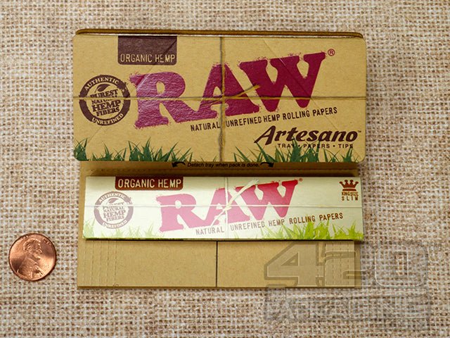 Raw Rolling Papers Organic Hemp King Size Slim Artesano 1 Display Box (15 packets) - 3