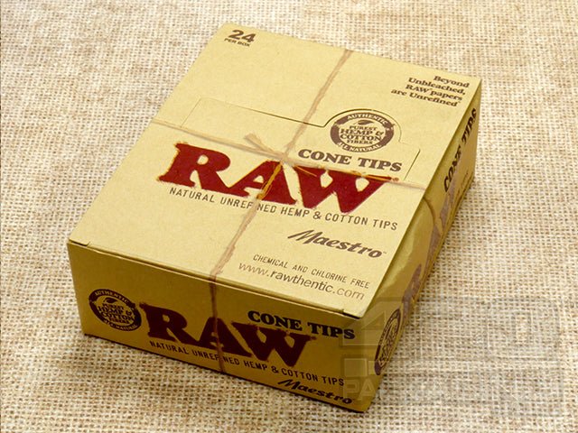 RAW Natural Maestro Hemp & Cotton Cone Tips 24/Box - 2