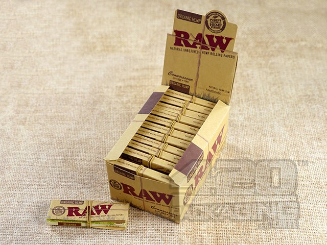 Raw Rolling Papers Connoisseur Organic Hemp 1 1-4 Size +Tips - 1