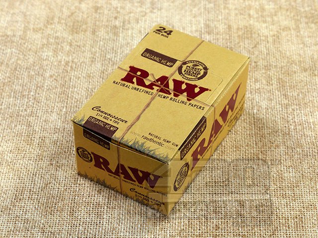 Raw Rolling Papers Connoisseur Organic Hemp 1 1-4 Size +Tips - 3