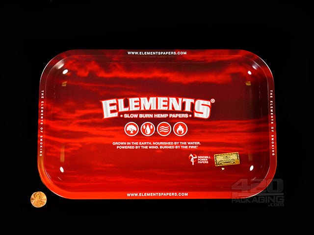 Elements Small Size Red Metal Rolling Tray 1/Box - 2